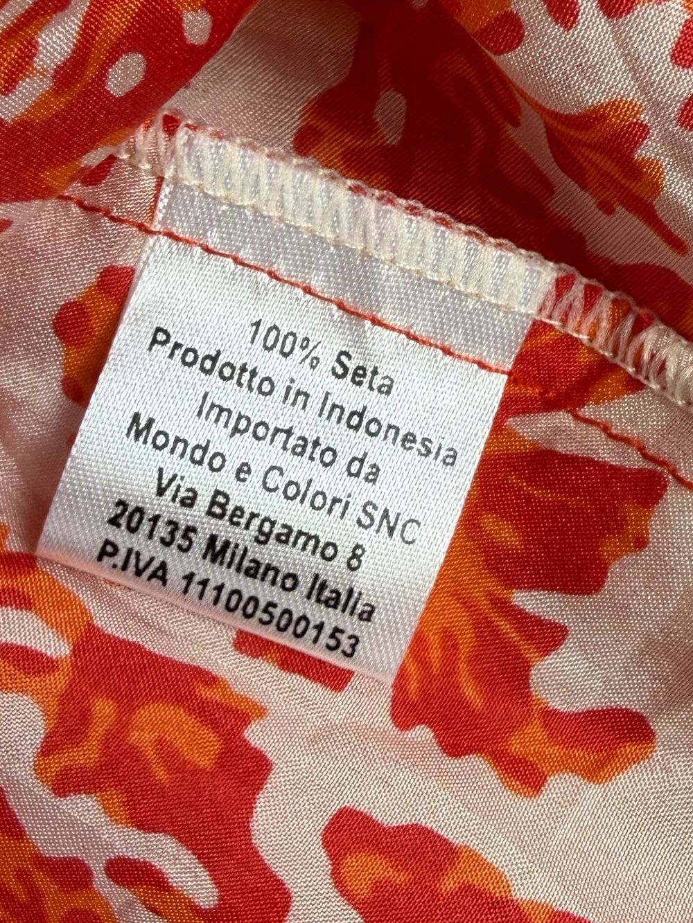 Stunning Italian Silk Red/Orange Floral V-Neck Drawstring Dress - size small 4/6 - Picture 14 of 16